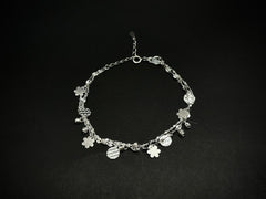 Flora Charm Cascade – 925 Silver Dual Chain Charm Bracelet