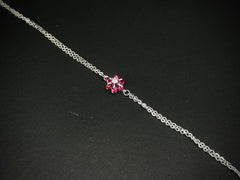 Scarlet Bloom – 925 Silver Red Floral Dancing Stone Bracelet