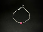 Scarlet Bloom – 925 Silver Red Floral Dancing Stone Bracelet
