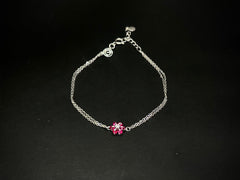 Scarlet Bloom – 925 Silver Red Floral Dancing Stone Bracelet