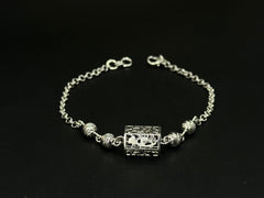 Floral Lattice – 925 Silver Laser Cut Bead Bracelet