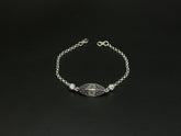 Ornate Bloom – 925 Silver Oval Laser Cut Floral Bracelet