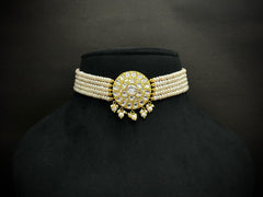 Floral Pearl Kundan Polki Choker Necklace Set