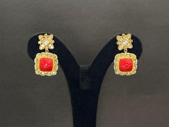 Coral Floral Kundan Polki Statement Necklace Set