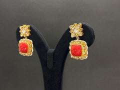 Coral Floral Kundan Polki Statement Necklace Set