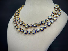 Blue Meenakari Kundan Polki Layered Necklace Set