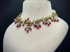 Antique Elephant Motif Moissanite Polki Necklace Set