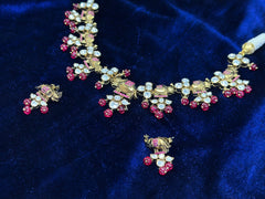 Antique Elephant Motif Moissanite Polki Necklace Set