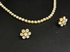 Moissanite Polki Classic Tennis Necklace Set