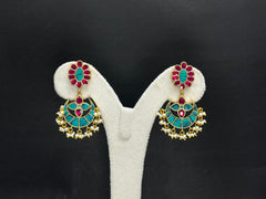 925 Silver Traditional Turquoise & Pink Kundan Jadau Choker Necklace Set