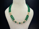 925 Silver Emerald Stone Floral Open Setting Necklace Set