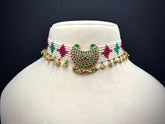 Rajvanshi Crescent – 925 Silver Kundan Jadau Choker Necklace Set
