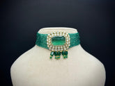 Emerald Noor – 925 Silver Moissanite Polki Choker Set