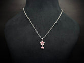 925 Silver Flower Pendant Set with Pink-White Enamel | Lightweight Floral Necklace – Manivar