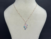 925 Sterling Silver Butterfly & Flower Pendant Set with Multicolour MOP – Rose Gold Finish