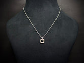 Square Mother of Pearl Pendant Necklace — 925 Silver, White Gold Finish