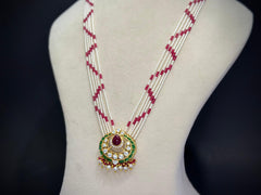 Rakt Chandrika – 925 Silver Kundan Polki Pearl Necklace Set