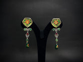 Vanra Heritage – 925 Silver Tribal Minakari Ruby Emerald Drop Earrings