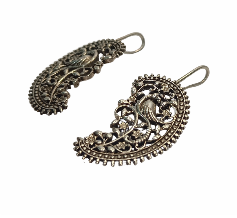 Rajkanya Handpainted Miniature Art Silver Earrings