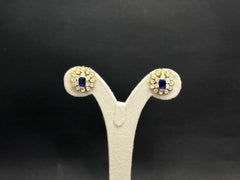 925 Silver Polki Floral Necklace Set | Blue Sapphire | Moissanite Polki