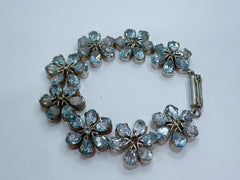 925 Silver Floral Bracelet with Blue Topaz Stone