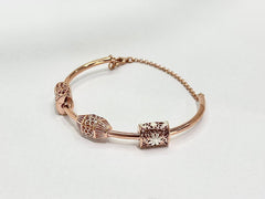 Aurelia Curve – 925 Silver Italian Laser Cut Rose Gold Bracelet