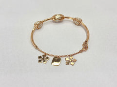 Flora Curve Charm – 925 Silver Italian Laser Cut Rose Gold Bracelet