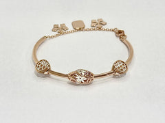 Flora Curve Charm – 925 Silver Italian Laser Cut Rose Gold Bracelet