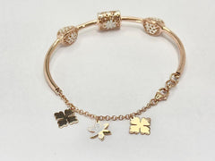 Floral Arc – 925 Silver Italian Laser Cut Rose Gold Charm Bracelet