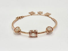 Floral Arc – 925 Silver Italian Laser Cut Rose Gold Charm Bracelet