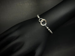 Infinity Orbit – 925 Silver White Gold Plated Adjustable Bracelet