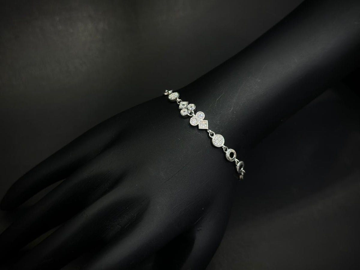 Celeste Geometry – 925 Silver White Gold AD Bracelet