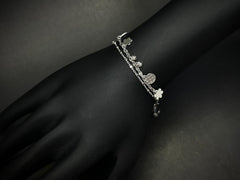 Flora Charm Cascade – 925 Silver Dual Chain Charm Bracelet