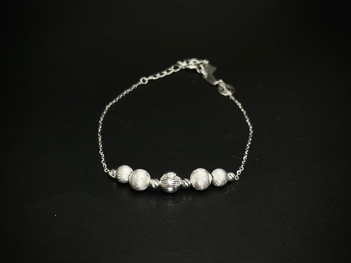 Lustre Bead – 925 Silver Textured Bead Bracelet