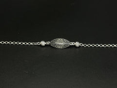 Ornate Bloom – 925 Silver Oval Laser Cut Floral Bracelet