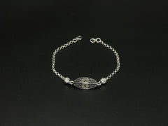 Ornate Bloom – 925 Silver Oval Laser Cut Floral Bracelet