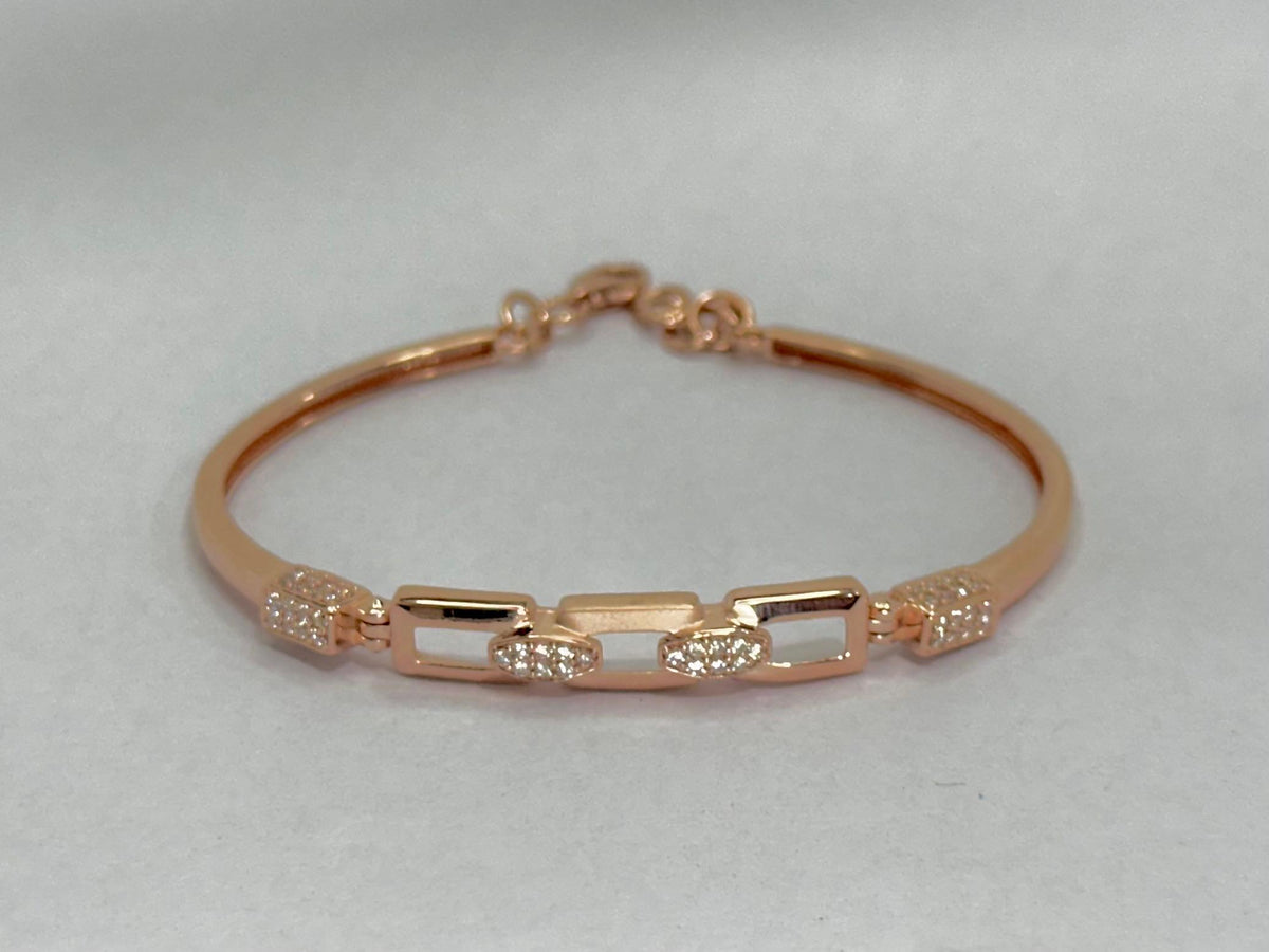 Aurora Links – 925 Silver Rose Gold Geometric AD Bracelet