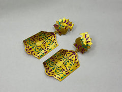 Rang Mahal Cutwork Enamel 925 Silver Statement Earrings