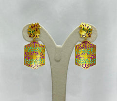 Rang Mahal Cutwork Enamel 925 Silver Statement Earrings