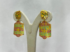 Rang Mahal Cutwork Enamel 925 Silver Statement Earrings