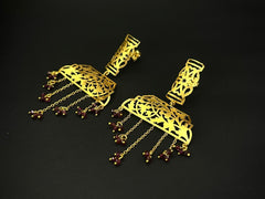 Gulzar Jaali Garnet Drop 925 Silver Statement Earrings