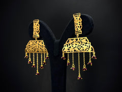 Gulzar Jaali Garnet Drop 925 Silver Statement Earrings