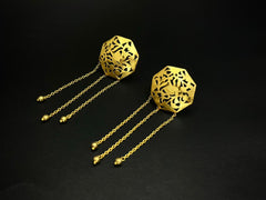 Mehrab Jaali Chain Tassel 925 Silver Statement Earrings