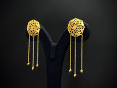 Mehrab Jaali Chain Tassel 925 Silver Statement Earrings