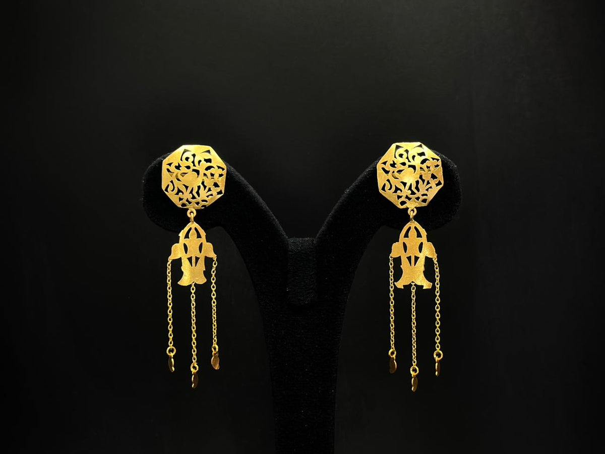 Amara Jaali Mango Tassel 925 Silver Statement Earrings