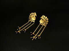 Mayur Jaali Garnet Tassel 925 Silver Statement Earrings