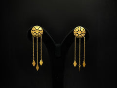 Noor Jaali Leaf Tassel 925 Silver Statement Earrings