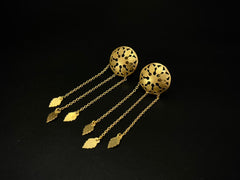 Noor Jaali Leaf Tassel 925 Silver Statement Earrings