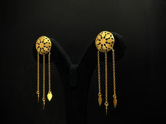 Noor Jaali Leaf Tassel 925 Silver Statement Earrings