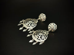 Chandrika Floral Dome 925 Silver Statement Earrings
